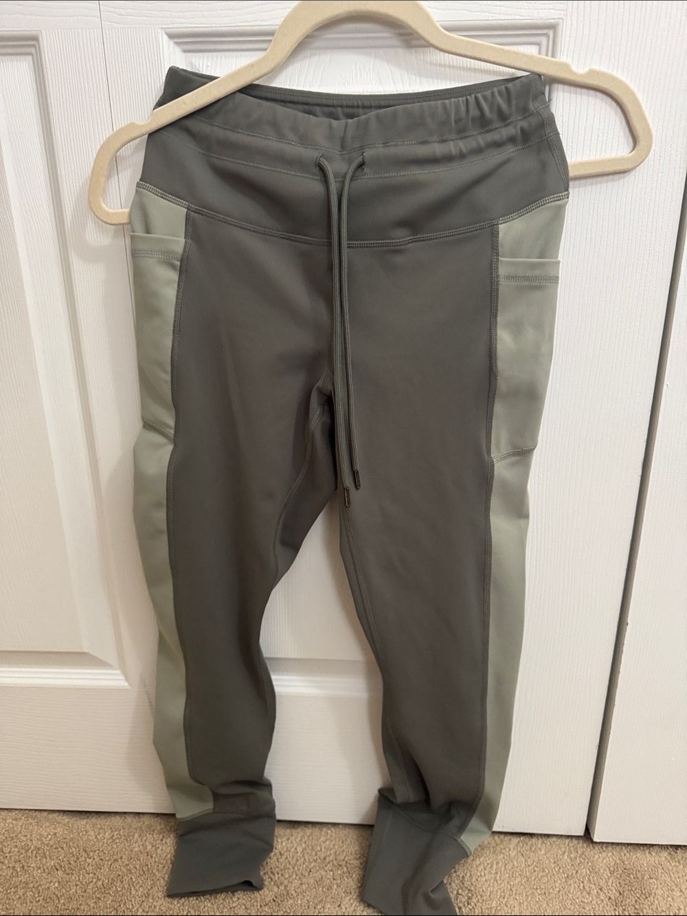 90 Degree By Reflex Olive Two-Tone Joggers Pockets Women’s Size Small
